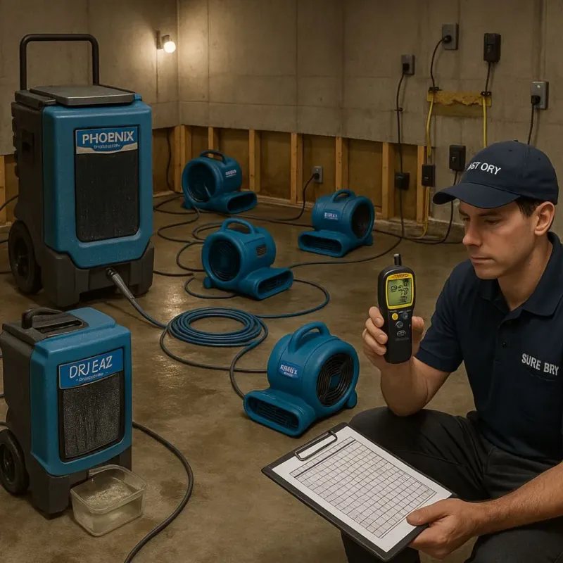 Structural Drying and Dehumidification process in Oakdale, PA